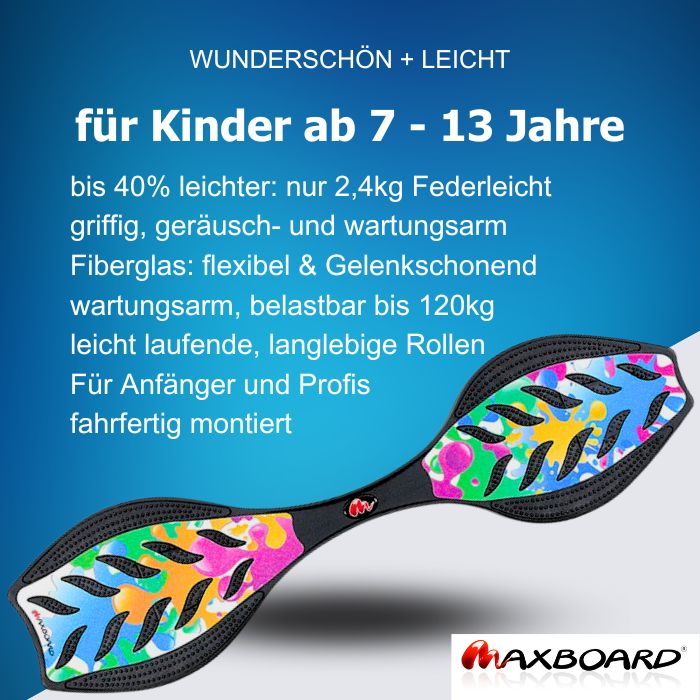Abbildung zeigt ein buntes Maxboard bubble und beschreibt die in der Seitenbeschreibung aufgeführten Vorteile des Maxboards